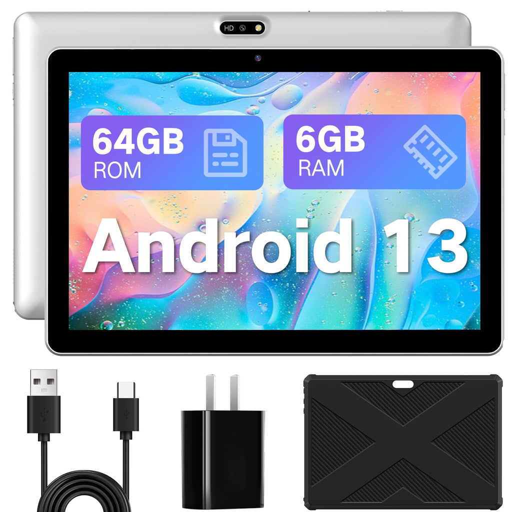 JUNYANG Tablet 10.1 inch Android 13 Tablets 2024 Cellular Tablets with SIM Card Slot 4G LTE Tablet & Phone (Makes Calls) 6GB+64GB Support 1TB Expand Tablet with Case 5G WiFi Tablet