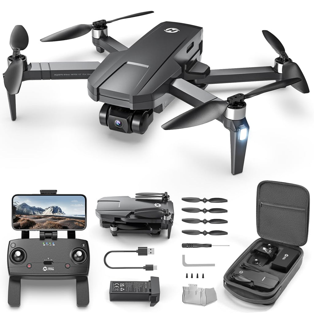 Holy Stone HS720R 3 Axis Gimbal GPS Drones with Camera for Adults 4K EIS; FPV RC Drone Foldable Quadcopter with 10000 Feet Video Transmission Control Range Brushless Motor Follow Me Auto Return