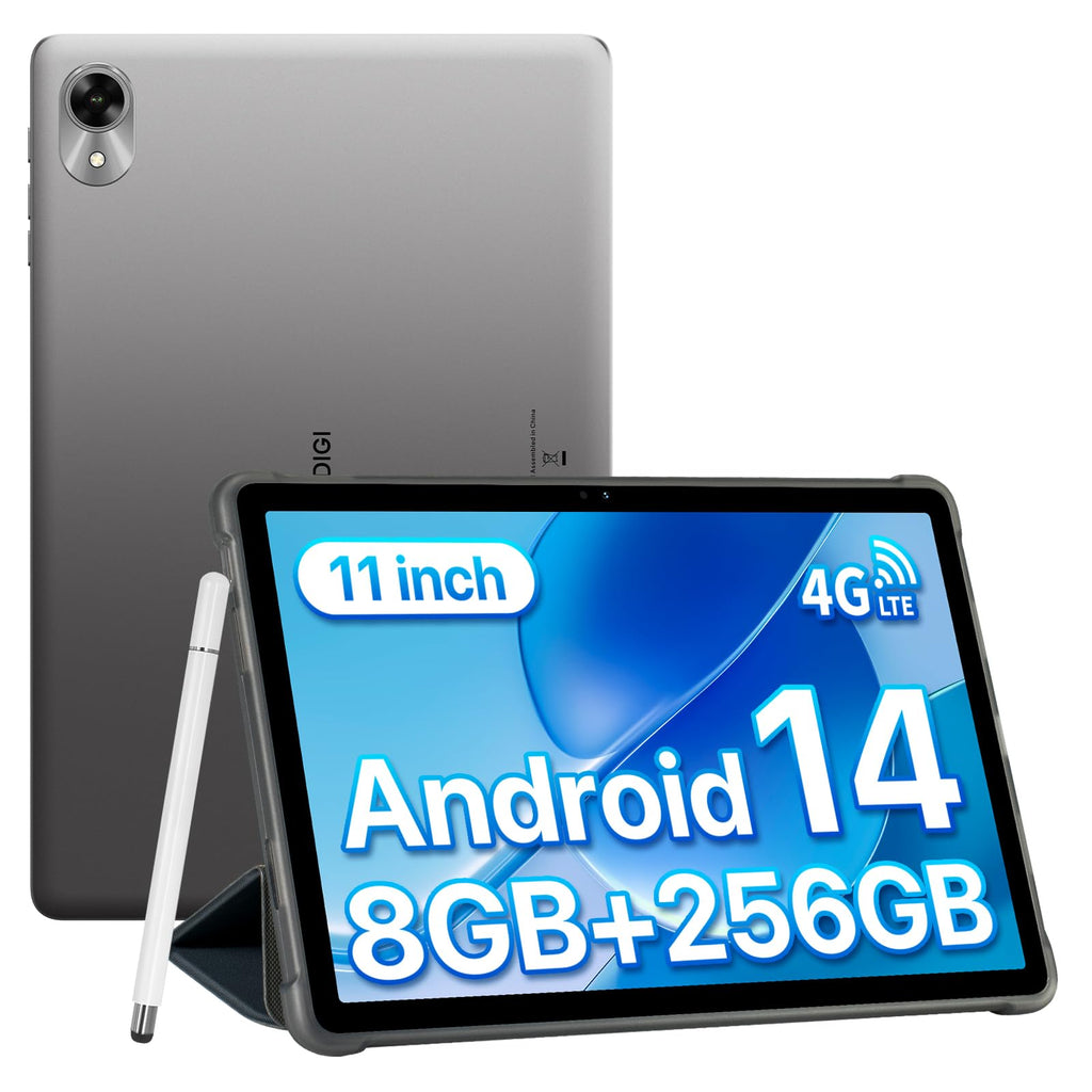 UMIDIGI G9 Tab Tablet 11 InchAndroid 14 Tablet Dual SIM Card Slots 8GB+256GB+1TB ExpandAndroid Tablet with Stylus&Case 7200mAh and 13+8MP Cameras2024 Cellular Tablet with Face UnlockGPSFM(Gray)